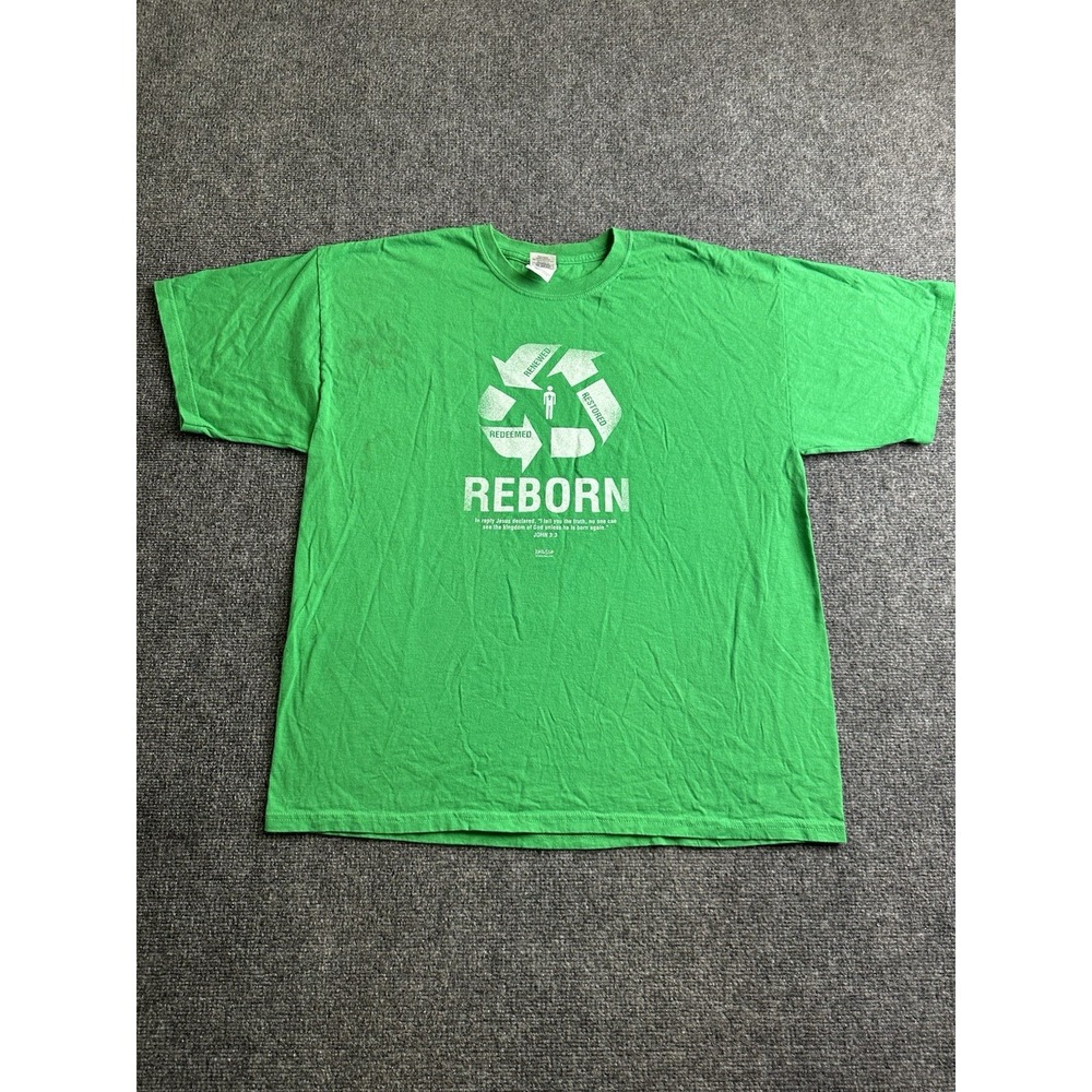 Men's Kerusso Reborn John 3:3 Christian Jesus Green T Shirt, Size XL